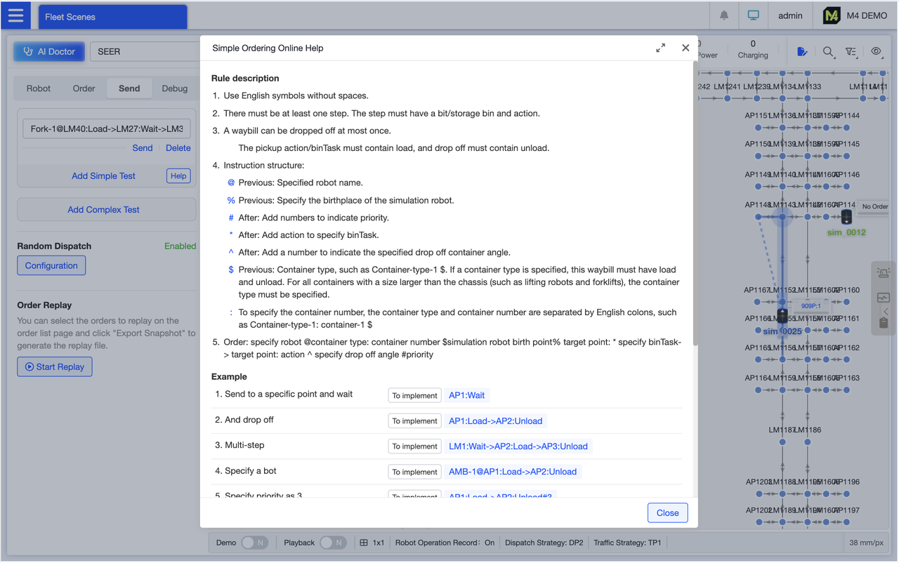 Simple Order Placement Online Help: Comprehensive guidelines for the entire order placement process (including format requirements, mandatory parameters, and restricted zones), paired with over 10 scenario-based examples. Click “To implement” on any example to instantly copy the command. Modify it as needed and execute the task instruction.