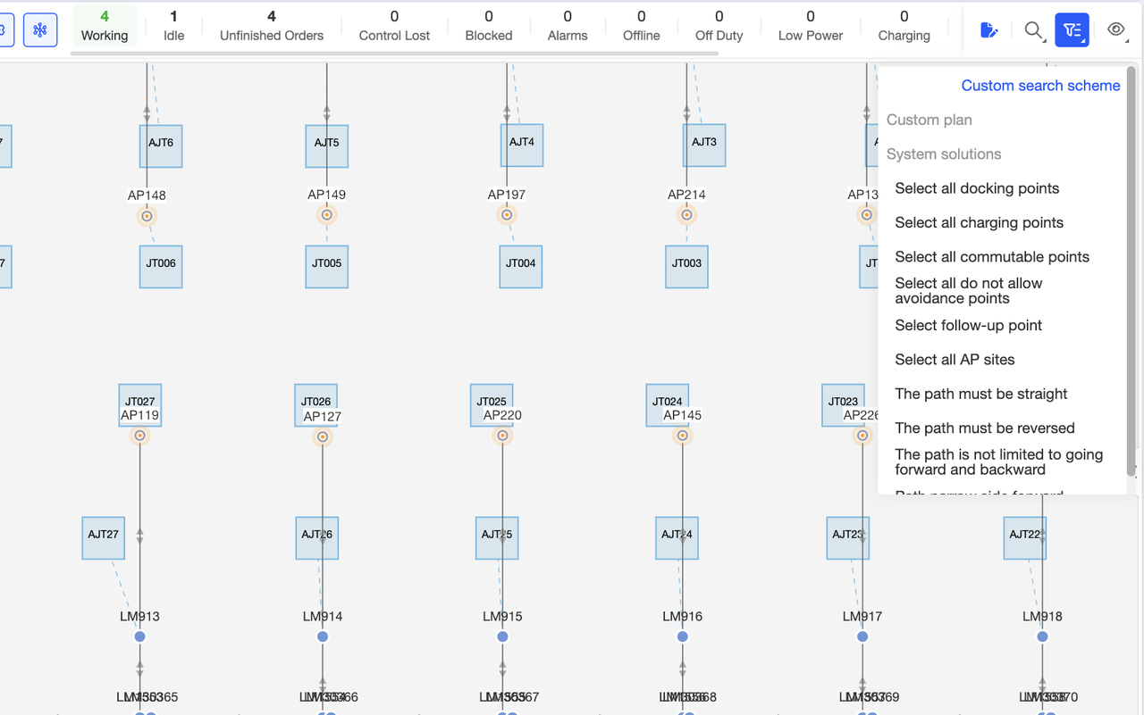 You can perform bulk searches for elements with specific attributes using the system's preset schemes. Click any scheme in the system, and the system will automatically filter and highlight matching elements. This allows you to quickly locate target elements before proceeding with subsequent operations such as bulk settings.