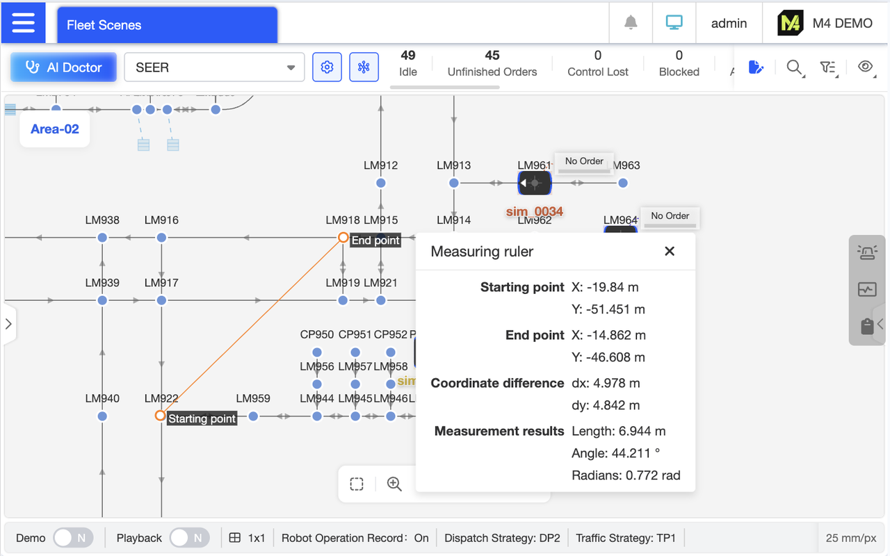 Map surveying provides starting and ending coordinates, along with coordinate differences, length, and angle information. Measurement results can also be copied directly for convenient recording of critical survey data.
