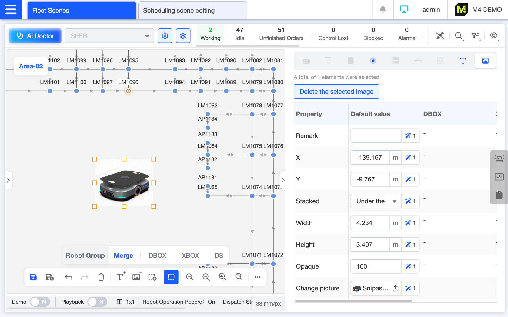 Insert images and resize them appropriately to decorate the map. You may upload actual photos of the scene or schematic diagrams (e.g., “shelf layout diagrams,” “door control panel diagrams”). After scaling and adjusting, place them at corresponding locations to help on-site personnel understand map symbols by referencing physical objects.