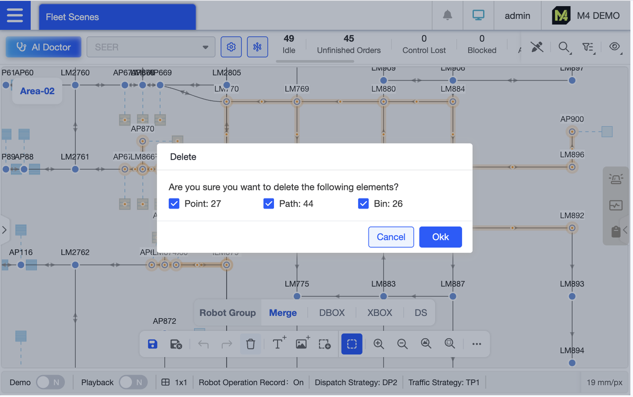 Supports batch deletion of map elements. Select multiple unnecessary elements (such as obsolete points), click “Delete,” and confirm to clear them all at once, avoiding the tedious process of deleting them individually. If multiple element types are selected, you can further specify the types to delete in the dialog box for precise control.